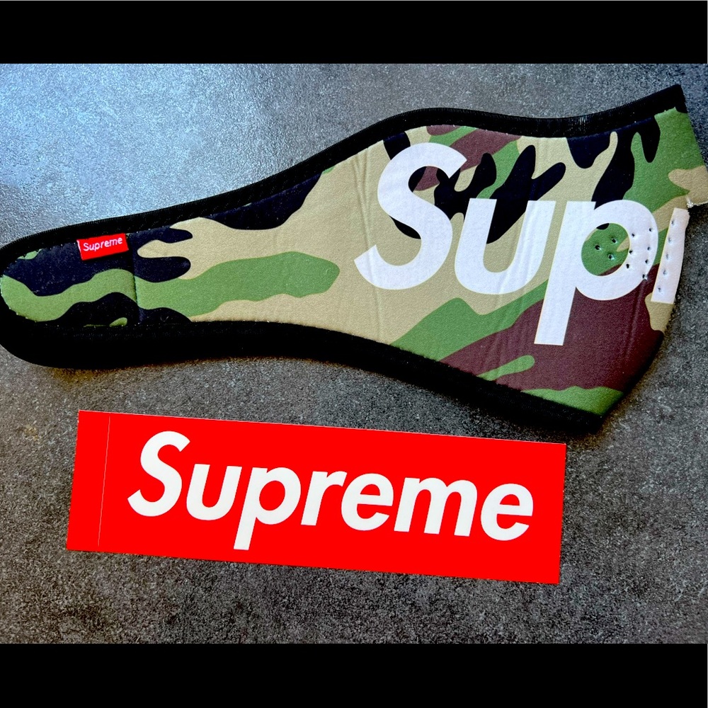 authentic supreme camo neoprene mask and sticker